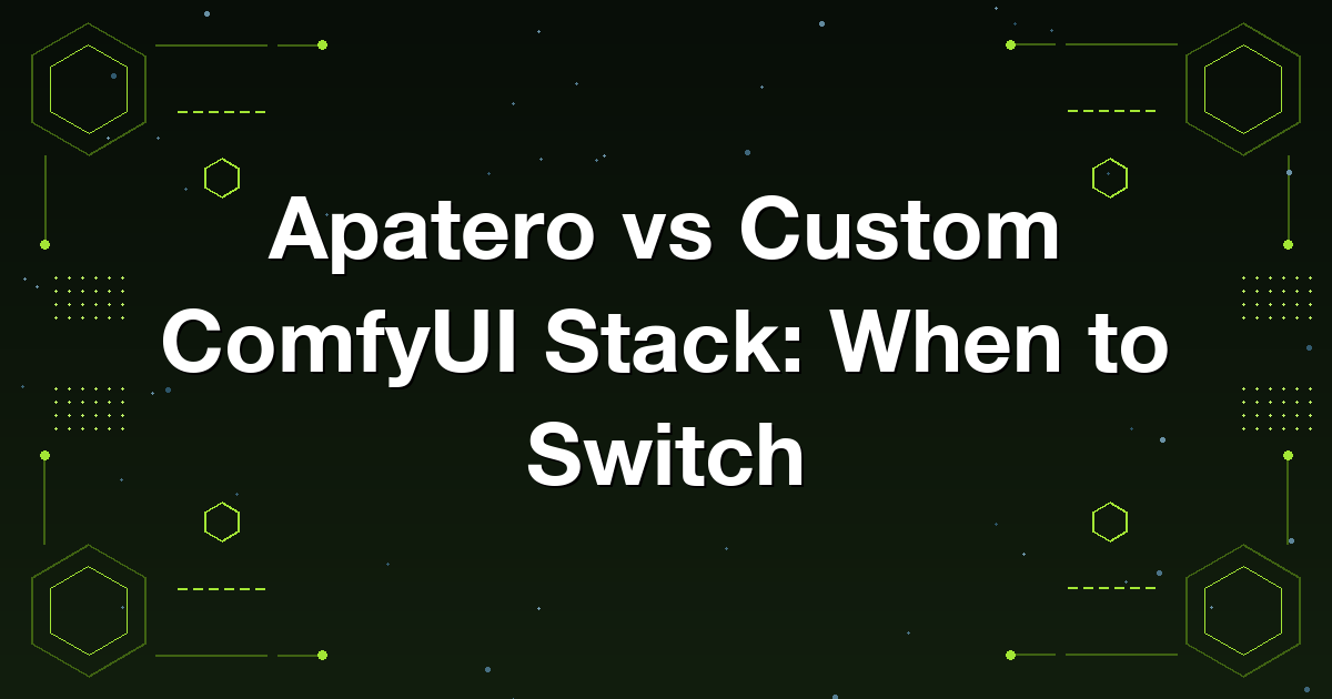 Apatero workflow tab side by side with a custom ComfyUI node graph showing the complexity difference